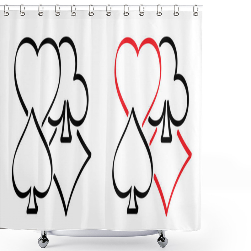 Personality  Cartoon Ace, King, Queen, Jack. Cards Game Spades. Queen, King, Heart, Ace. Poker Player Card. Spade Jack Pattern. Vector Bridge Icon. Gambling Play Suit Black Blackjack. Casino Club Gaming Logo.  Shower Curtains