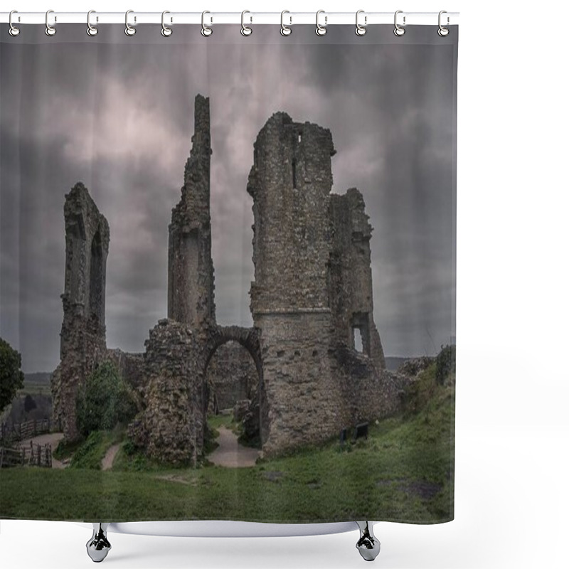 Personality  The Ruins Of Corfe Castle In Dorset, UK Shower Curtains