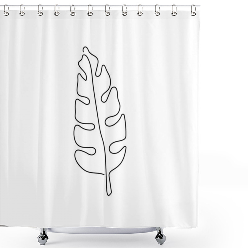 Personality  Palm Leaf Continuous Line Drawing. One Line Art Of Leaves, Plants, Herb,Tropical Leaves, Jungle Botanical. Shower Curtains