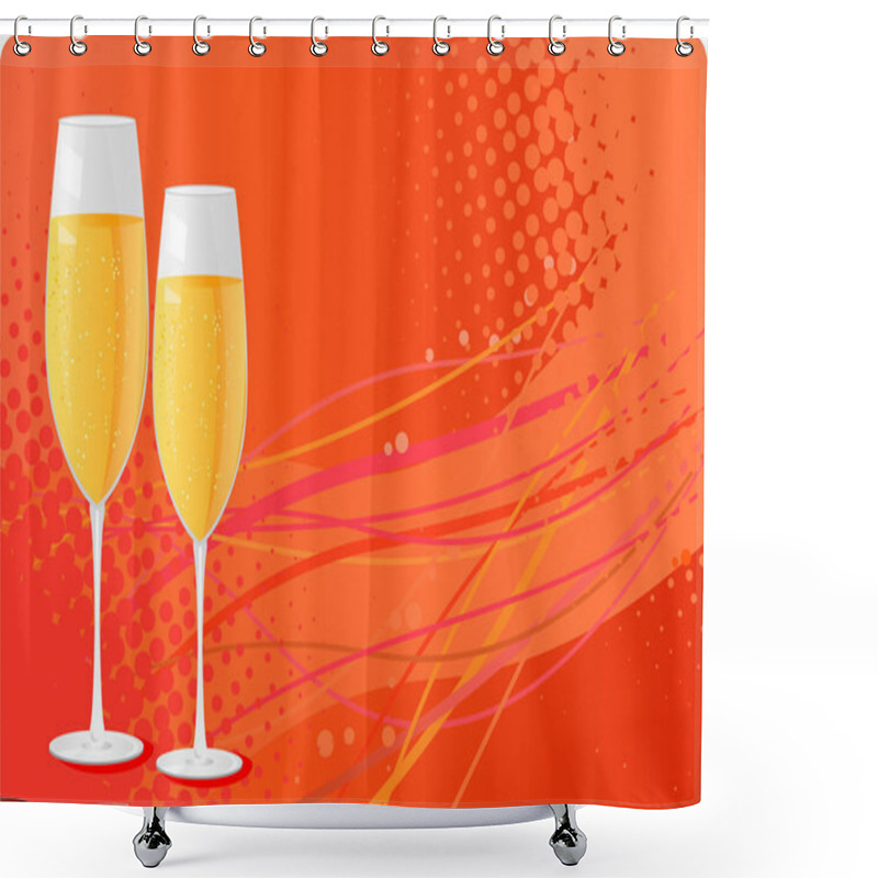 Personality  Two Champagne Glass On Halftone Backgrou Shower Curtains