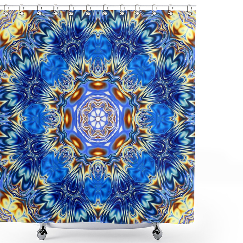 Personality  Unique Mandala, Oriental Round Pattern, Mystical Motif, Abstract Exotic Background. Fantastic Fractal Design, Colorful Digital Art, Shining Geometric Texture. Shower Curtains