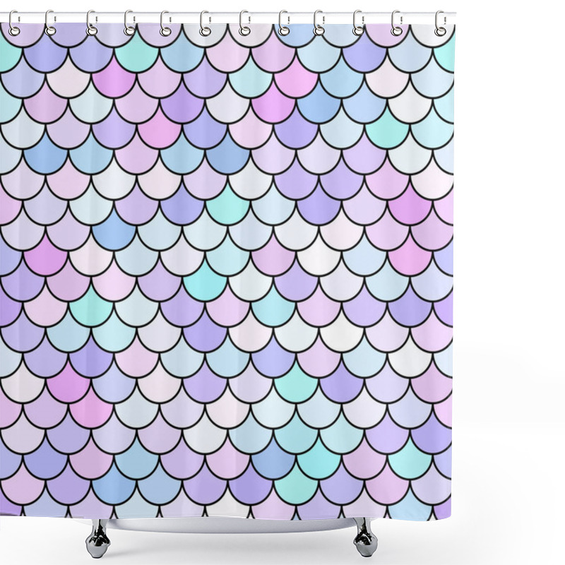 Personality  Multicolor Backdrop With Rainbow Scales. Kawaii Mermaid Princess Pattern. Sea Fantasy Invitation For Girlie Party.  Shower Curtains