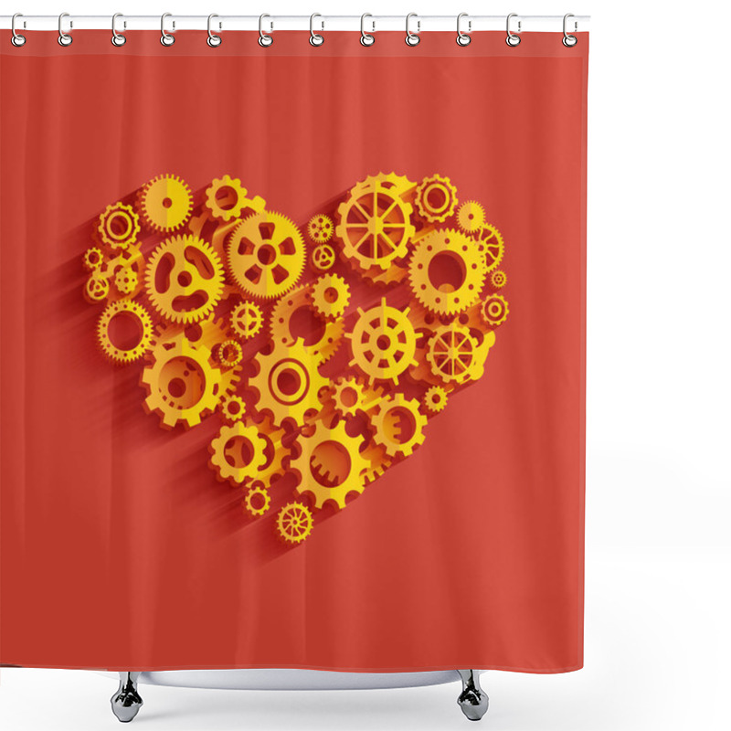 Personality  Heart As A Mechanism Made ​​of Cogs And Gears. Shower Curtains