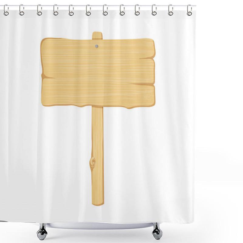 Personality  Light Wooden Sign Isolated On The White Background Shower Curtains