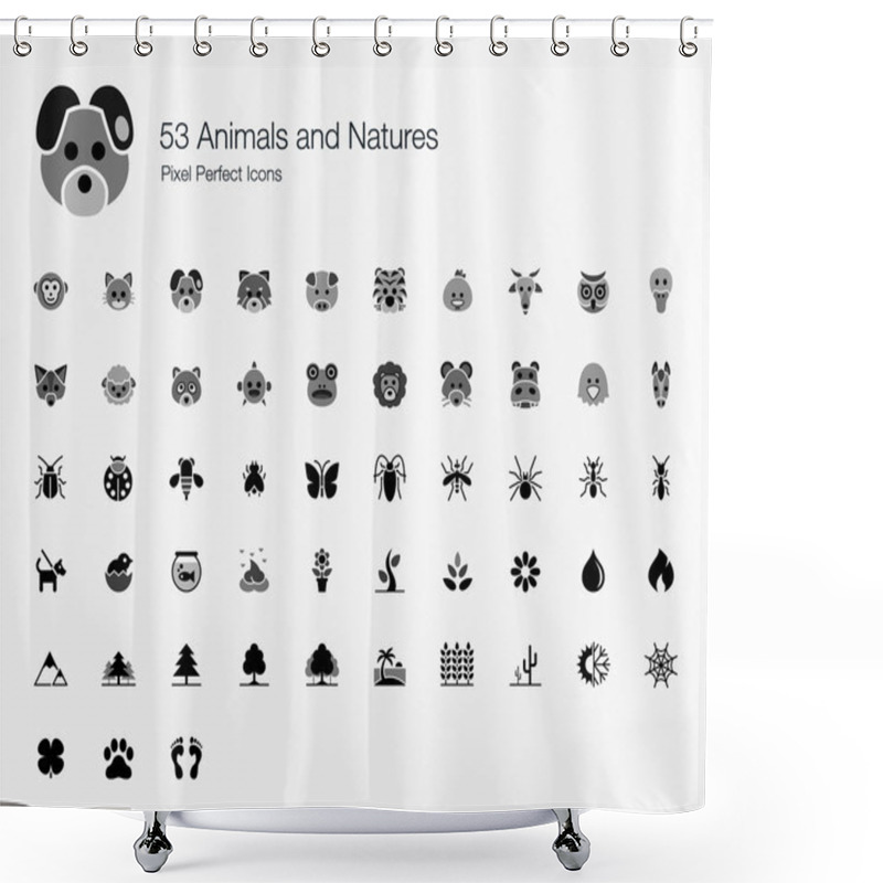 Personality  53 Animals And Natures Pixel Perfect Icons Shower Curtains