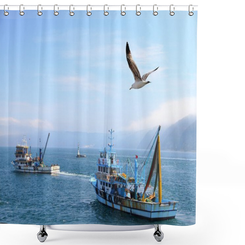 Personality  Fishing Boats Shower Curtains