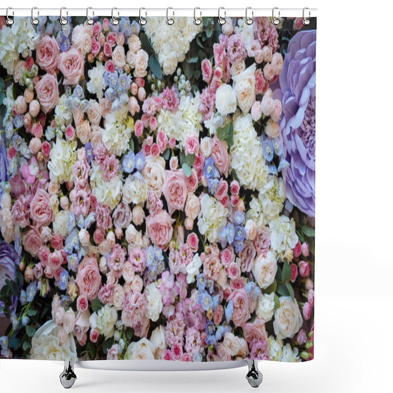 Personality  Floral Background Of Gentle Shades With Large Paper Flowers Shower Curtains