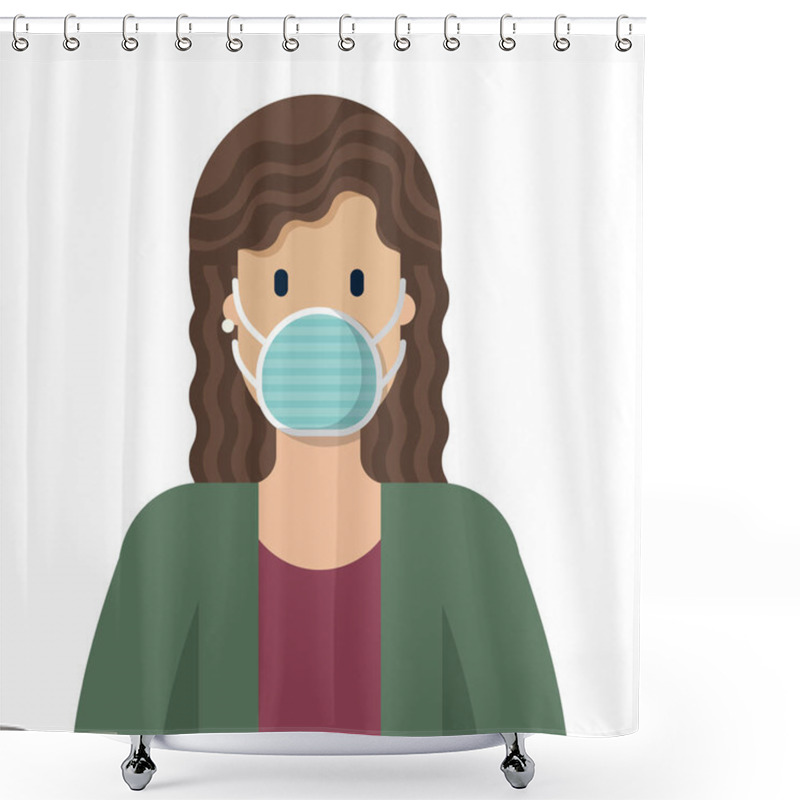 Personality  A Nice Character With Protective Mask Shower Curtains