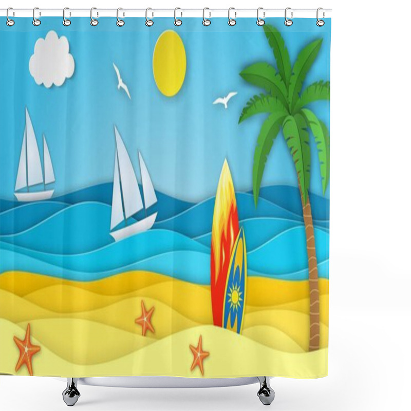 Personality  Sea Landscape With Beach Shower Curtains