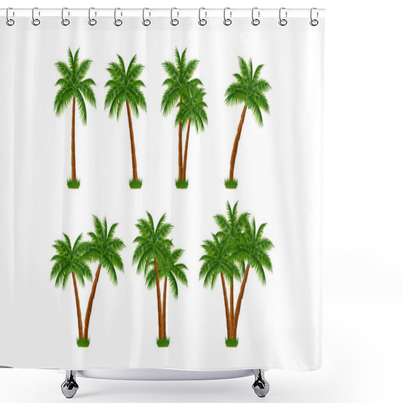 Personality  Cute Coconut Tree Shape Collection Shower Curtains