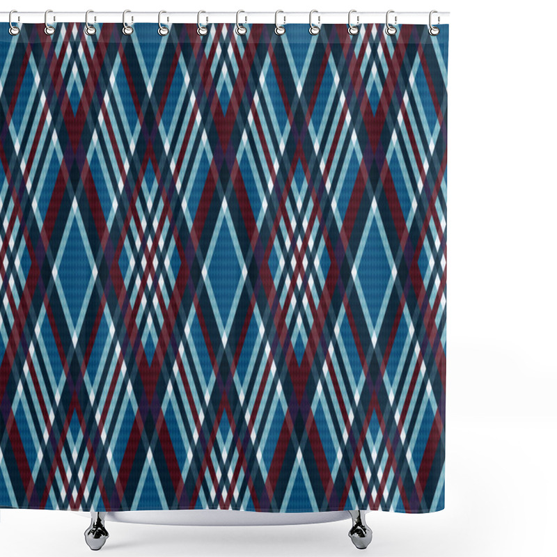 Personality  Rhombic Seamless Checkered Pattern In Blue And Red Shower Curtains