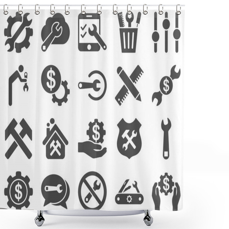 Personality  Settings And Tools Icons Shower Curtains