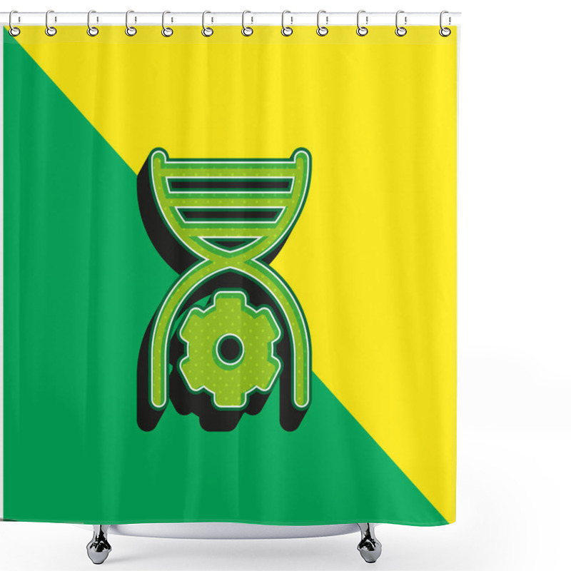 Personality  Bioengineering Green And Yellow Modern 3d Vector Icon Logo Shower Curtains