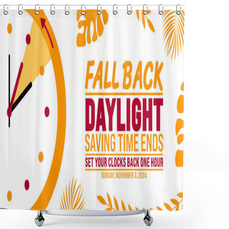 Personality  Fall Back Daylight Saving Time Ends 2024 Background Or Banner Design Template. Fall Back Time 2024 Is Observed Every Year In November. Set Your Clock Back One Hour Banner With Clock. Shower Curtains