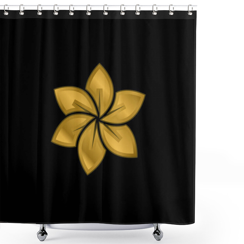 Personality  Big Flower Gold Plated Metalic Icon Or Logo Vector Shower Curtains