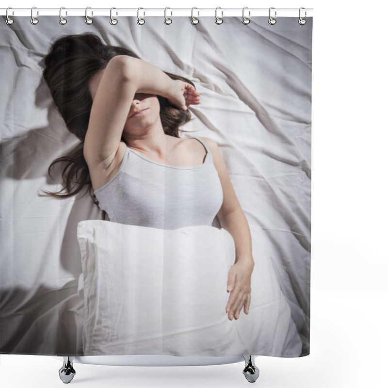 Personality  Insomnia Depressed Woman Shower Curtains