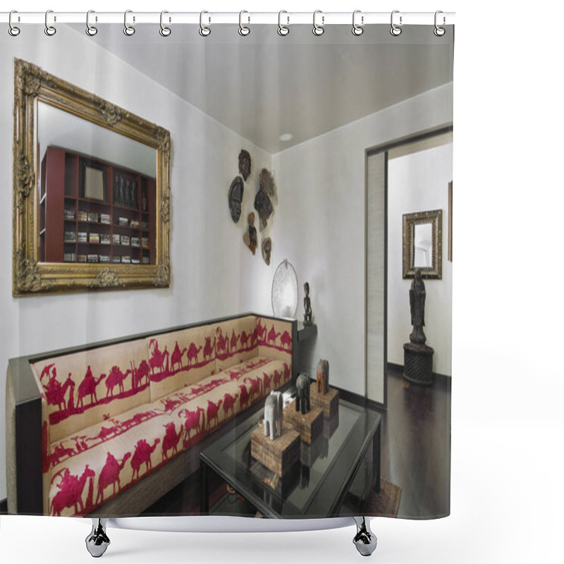 Personality  Interiors Shots Of A Livingroom In Foreground The Sofa Shower Curtains