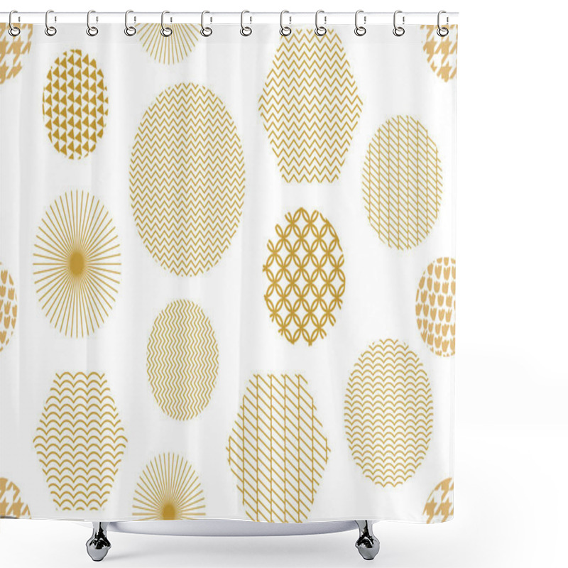 Personality  Japanese Golden Print With Hexagons. Shower Curtains