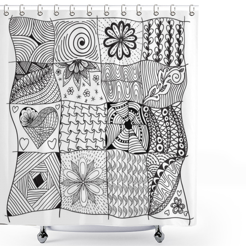 Personality  Geometric Floral Doodle Pattern Shower Curtains