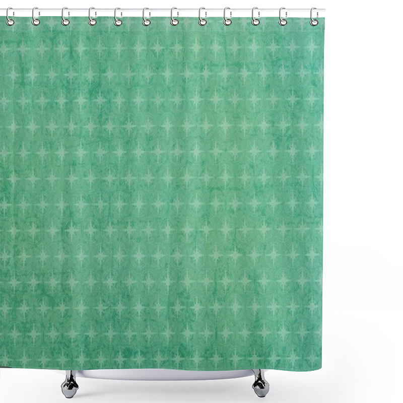 Personality  Set Of Light Green Stars In Circles On Green  Shower Curtains