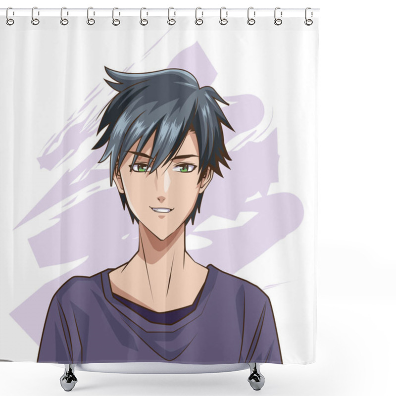 Personality  Young Man Anime Style Character Shower Curtains