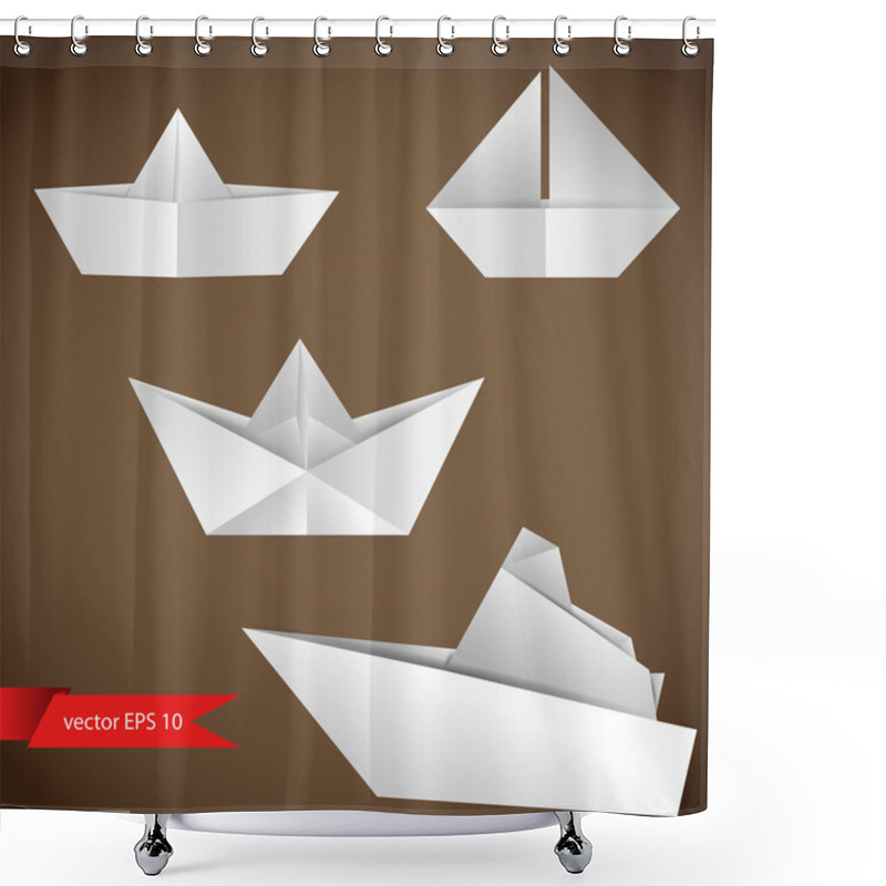 Personality  Set Of Origami Ships. Shower Curtains