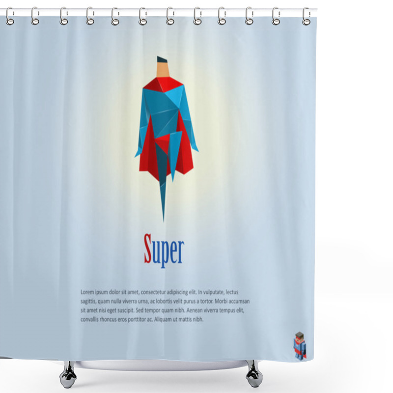 Personality  Vector Illustration Of Super Hero, Origami Style Icon Shower Curtains