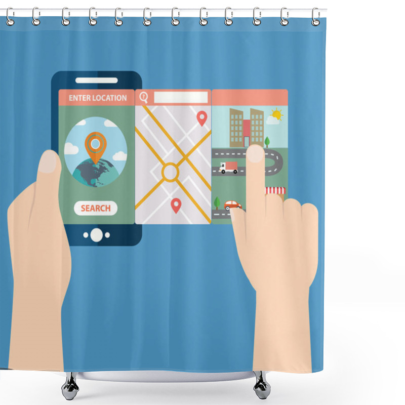 Personality  App For Location And Navigation Shower Curtains