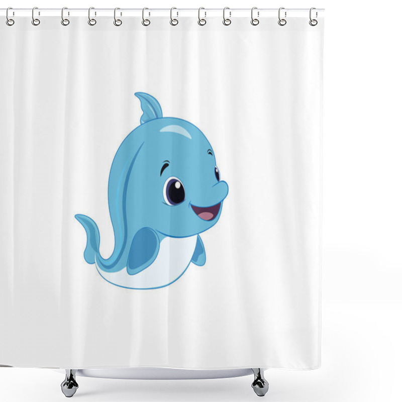 Personality  Vector Illustration Of A Cartoon Dolphin With A Smile On A White Background Shower Curtains