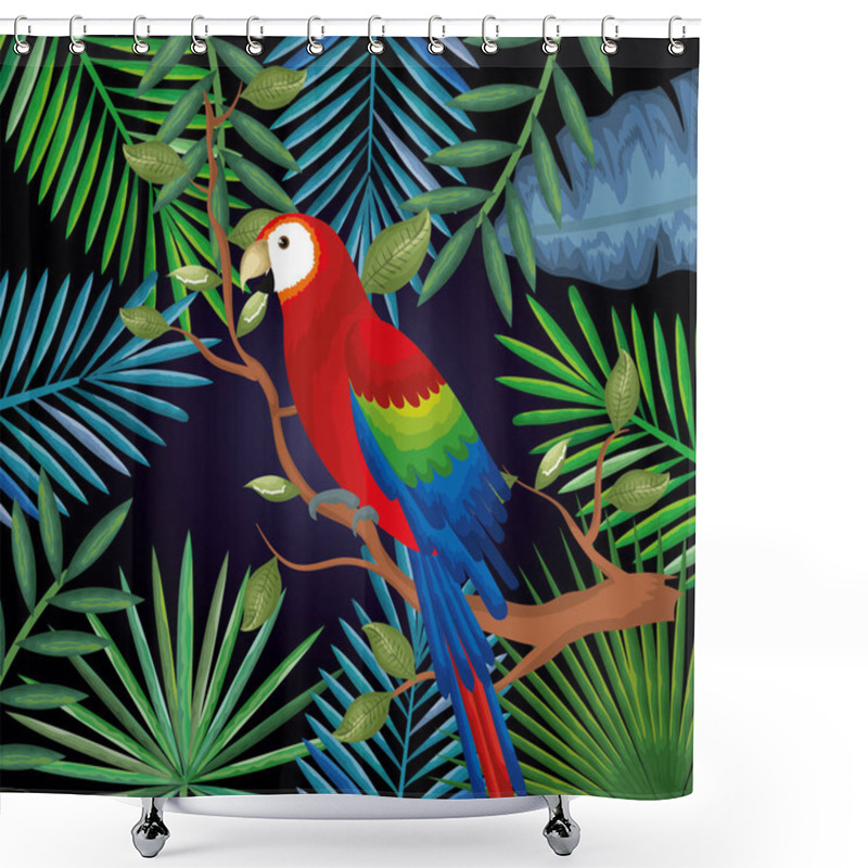 Personality  Tropical And Exotic Garden With Parrot Shower Curtains