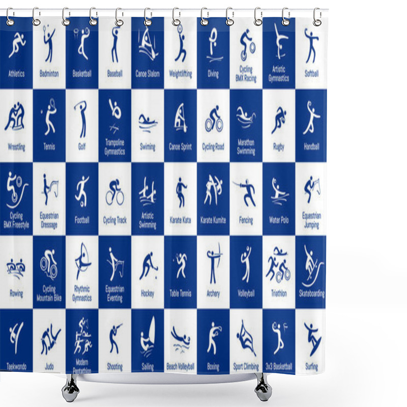 Personality  Summer Sports Icons Set, Vector Pictograms For Web, Print And Other Projects. Multi-sport World Event. Shower Curtains