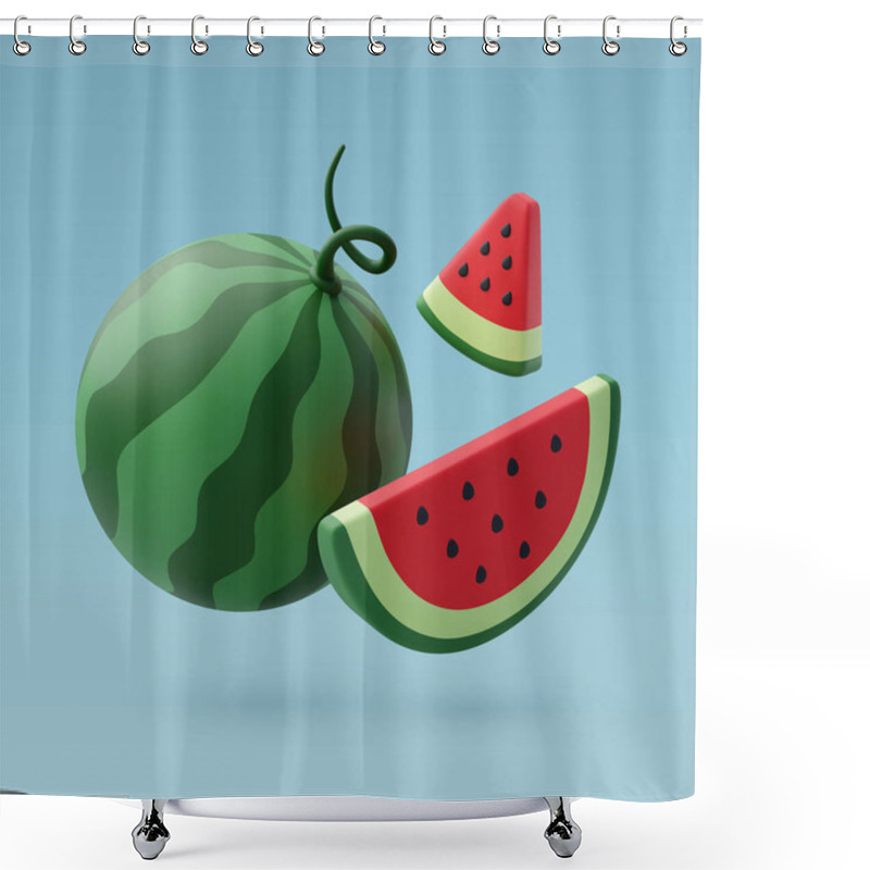 Personality  3d Vector Watermelon, Hello Summer, Summertime, Back To Travel Concept. Shower Curtains