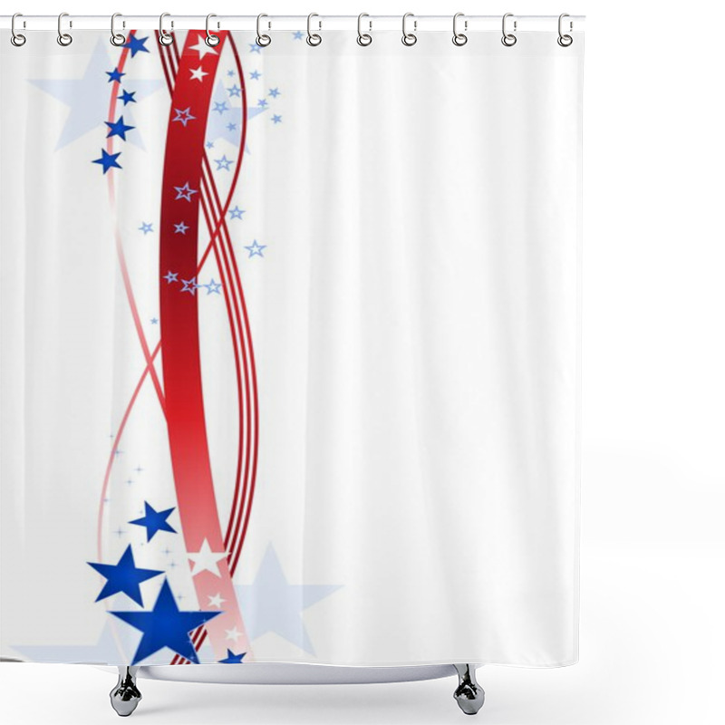 Personality  Blue And Red Stars And Stripes Shower Curtains