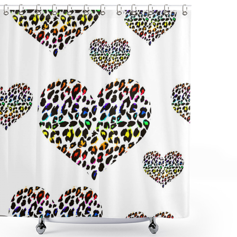 Personality  Sexy Hearts With Leopard Print Pattern. Shower Curtains