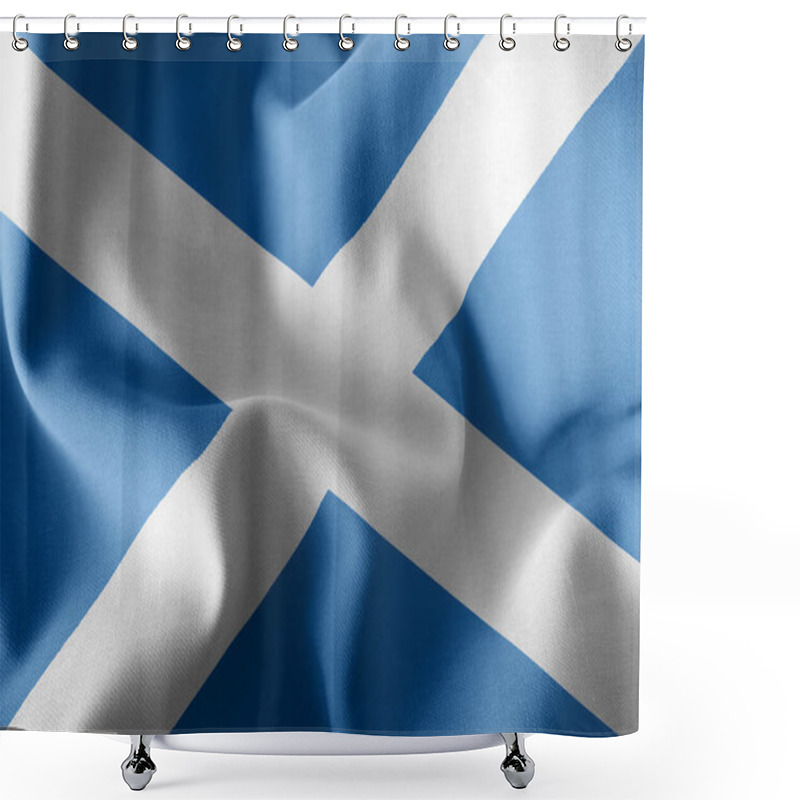 Personality  3D Illustration Flag Of Scotland Is A Region Of United Kingdom. Waving On The Wind Flag Textile Background Shower Curtains