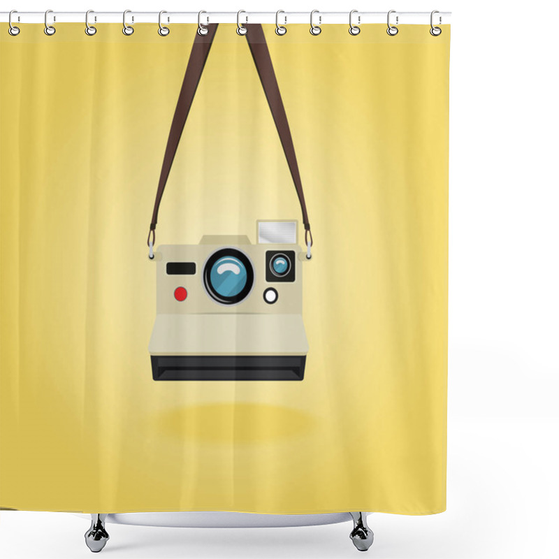 Personality  Hanging Retro Instant Camera Shower Curtains