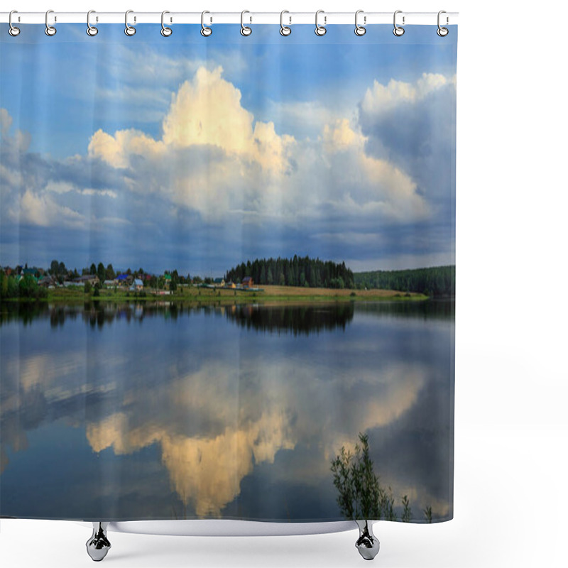 Personality  Beautiful Summer Sunset On The Lake In Village Visim, Sverdlovsk Region, Urals, Russia. Shower Curtains