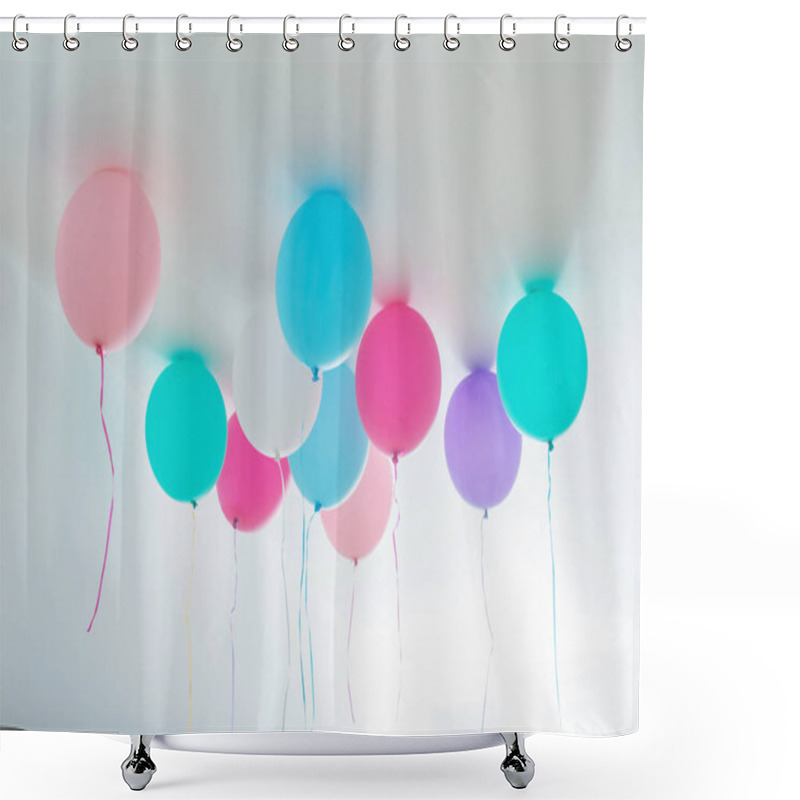 Personality  Balloons On White Wooden Background Shower Curtains