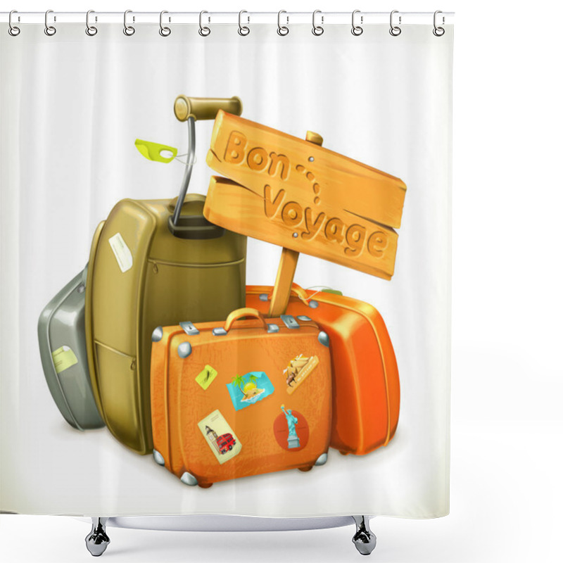 Personality  Bon Voyage, Travel Icon, Vector Illustration Shower Curtains