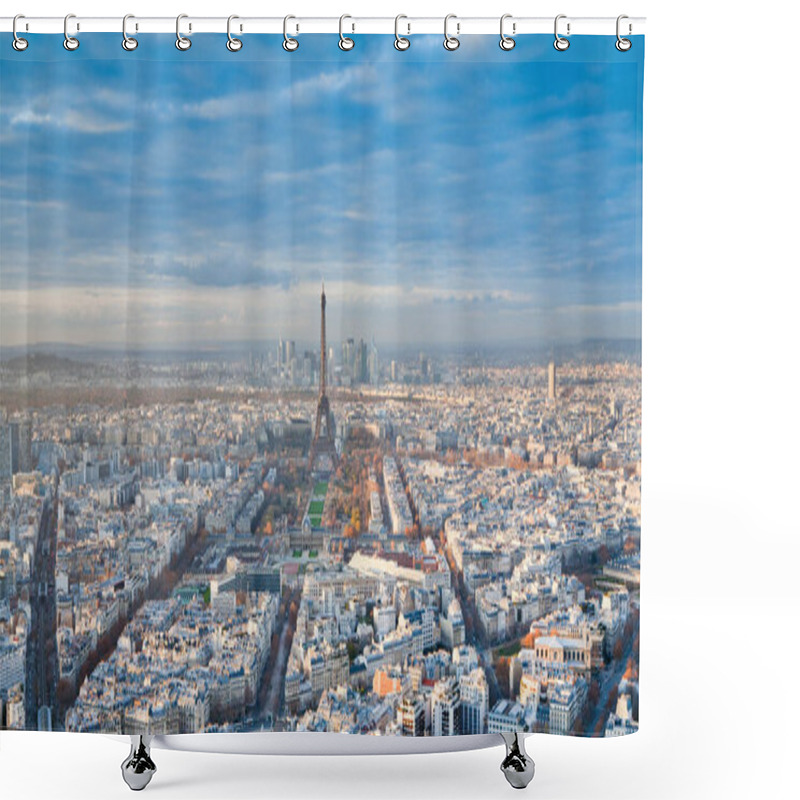 Personality  View On Eiffel Tower And Panorama Of Paris Afternoon Shower Curtains