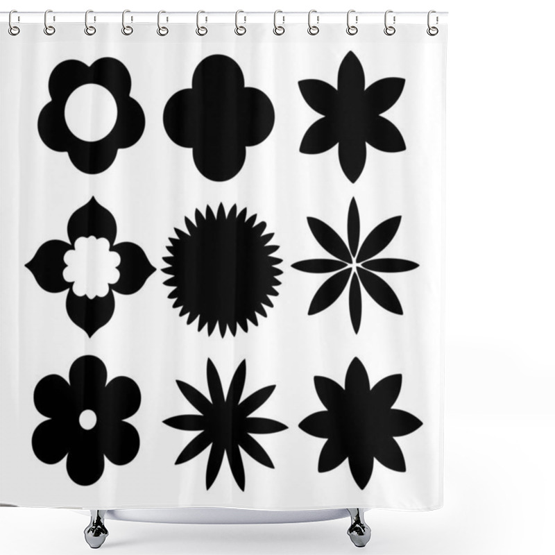 Personality  A Captivating Set Of Round Floral Icons, Showcasing A Variety Of Decorative Blooming Flowers And Intricate Petal Patterns, Perfect For Enhancing Designs With Nature-inspired Beauty. These High-quality Icons Feature Stylized Botanical Details Shower Curtains