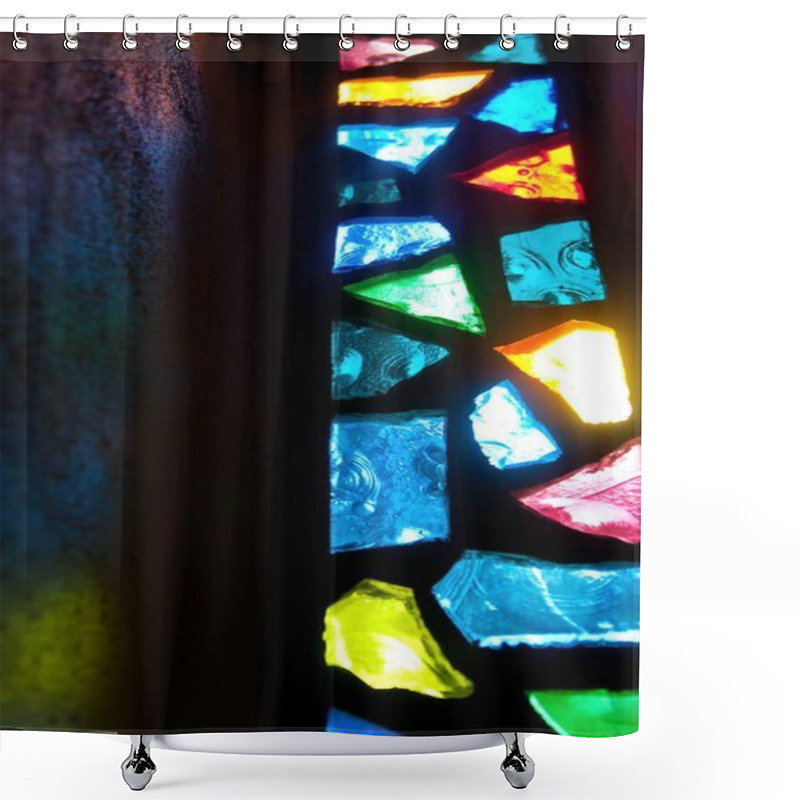 Personality  Stained Glass Window Casting Light On Wall Shower Curtains