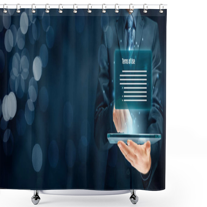 Personality  Terms Of Use Concept. User Confirm Terms Of Use. Shower Curtains