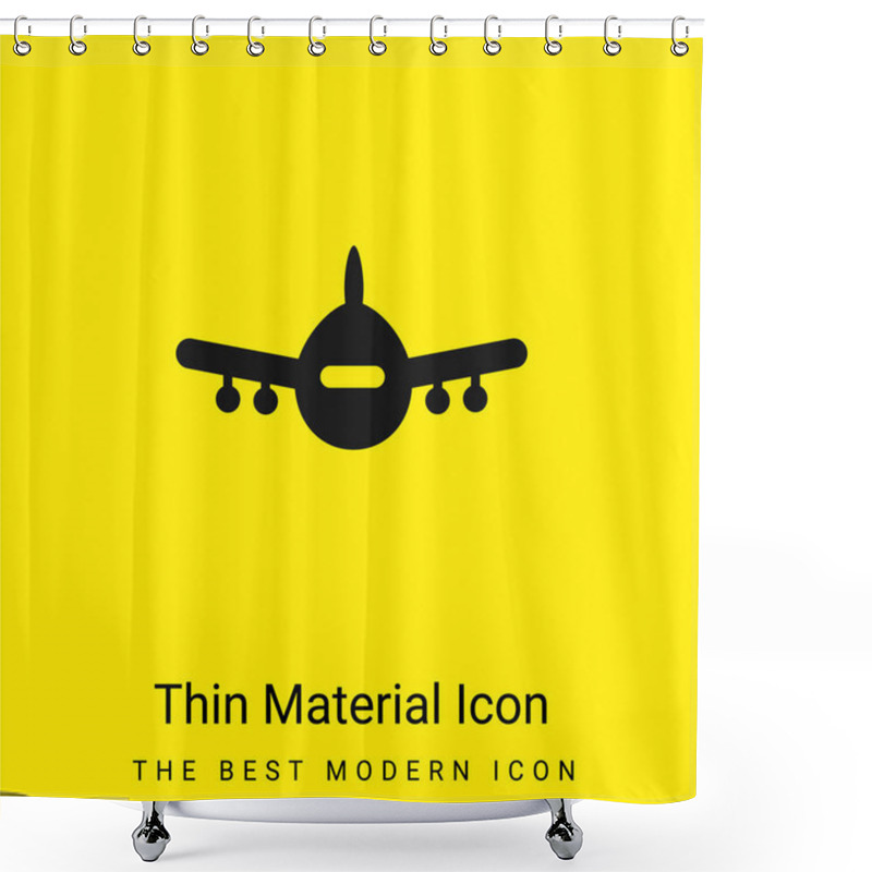 Personality  Airplane Front View Minimal Bright Yellow Material Icon Shower Curtains