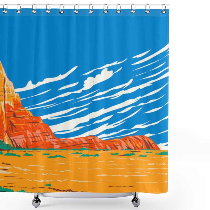 Personality  WPA Poster Art Of Box Canyon  In Kodachrome Basin State Park Located In Utah United States USA Done In Works Project Administration Style. Shower Curtains