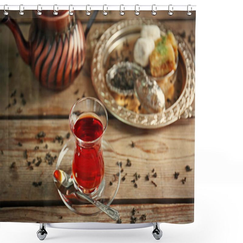 Personality  Turkish Tea In Traditional Glass Shower Curtains