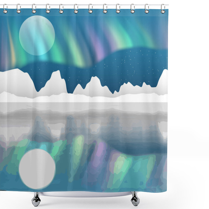 Personality  Arctic Pole Vector Landscape With Aurora Shower Curtains