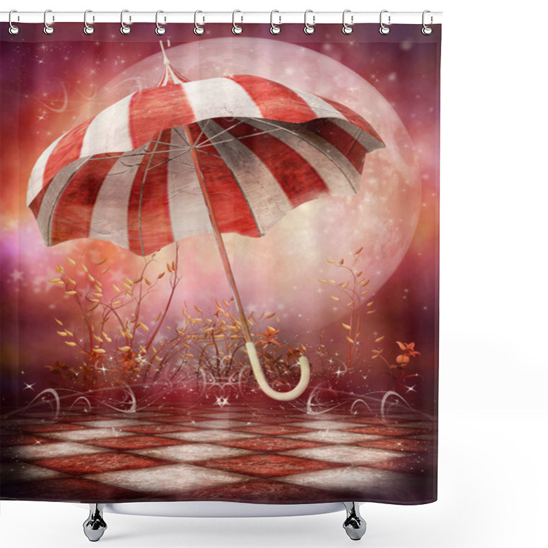 Personality  Fantasy Scenery With Umbrella Shower Curtains