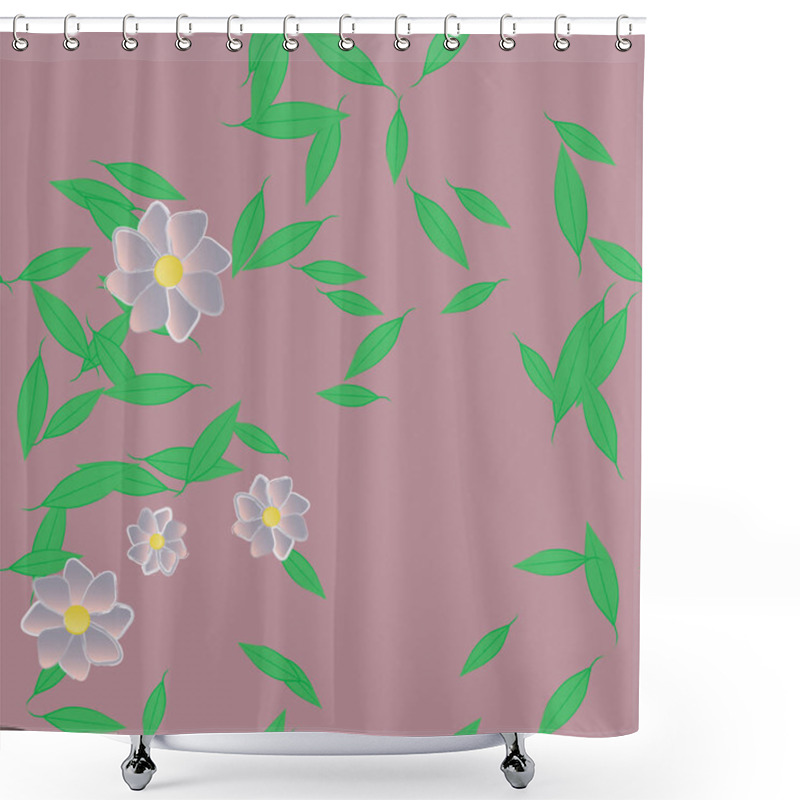 Personality  Vector Illustration Of Summer Flowers With Leaves, Botanical Background Shower Curtains