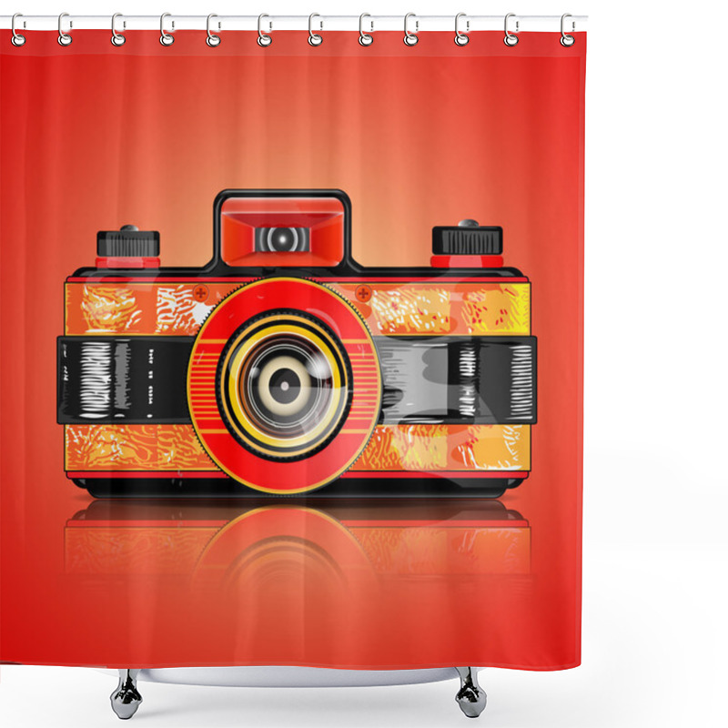 Personality  Vector Design Of Retro Camera Shower Curtains